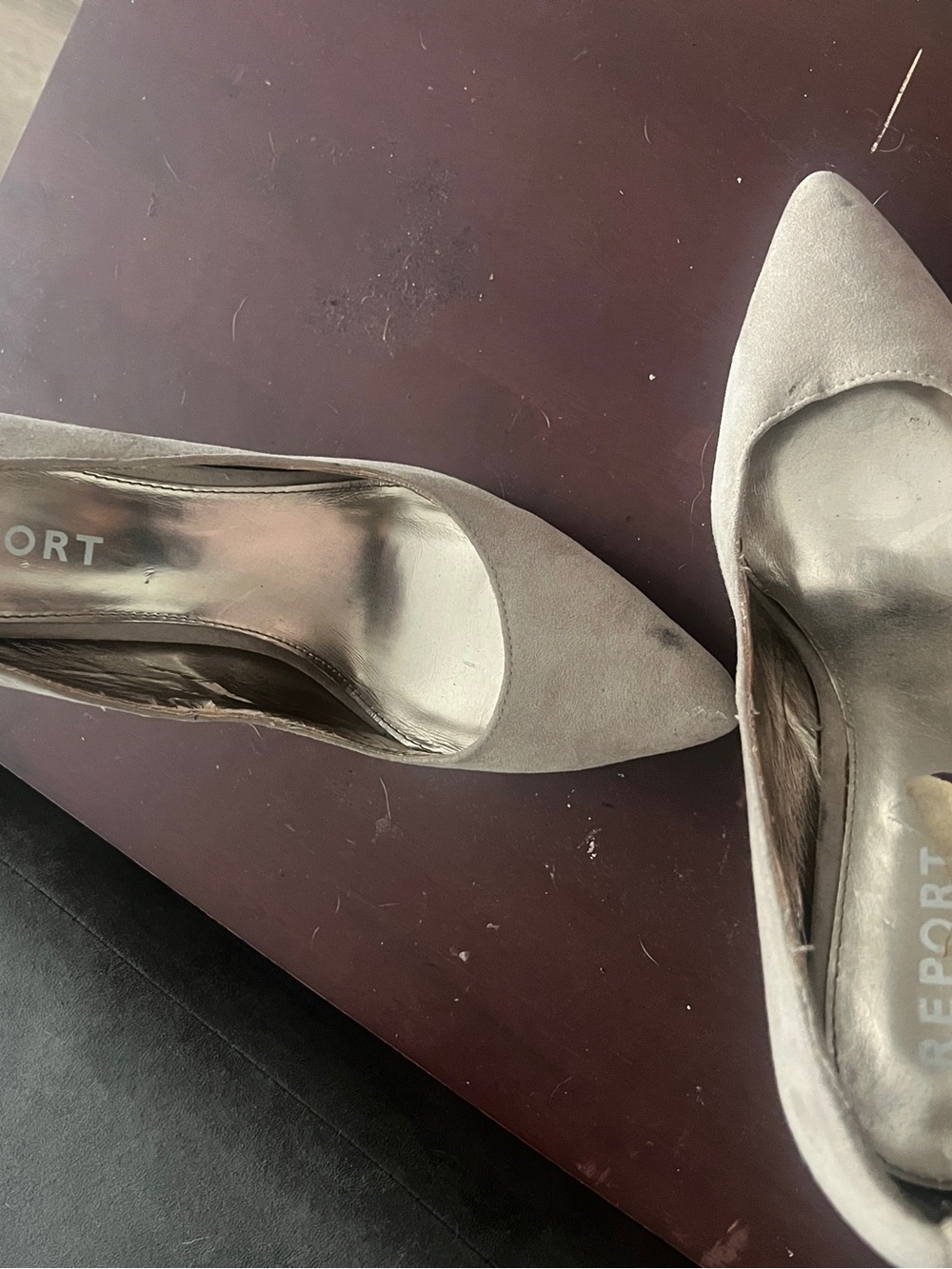 Report Taupe Suede Pointed-Toe Pumps